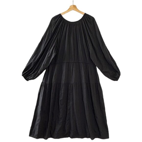 Old Navy Gray Embroidered Long Raglan Ballon Sleeve Boho Midi Dress Plus Size 2X - Picture 4 of 13